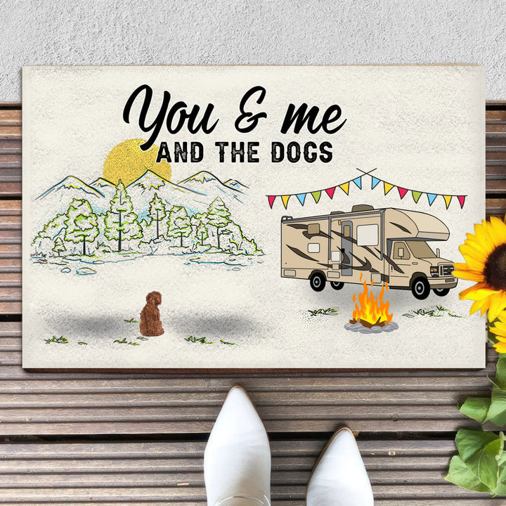 Home Is Where We Park It You And Me And The Dogs - Gift For Camping Lovers - Personalized Doormat