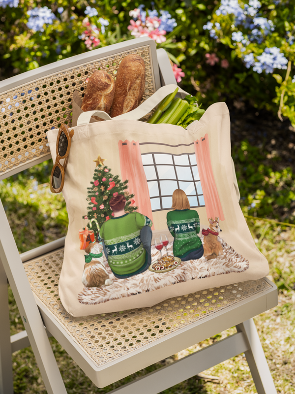 Custom Couple Eco Tote Bag, Personalize Family Tote Bag