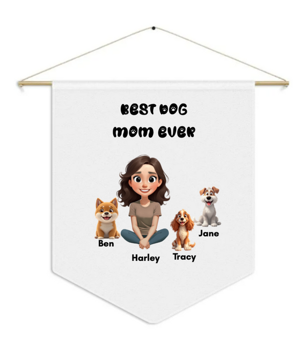 Custom Pet Family Pennant, Personalize Dog Mom Pennant