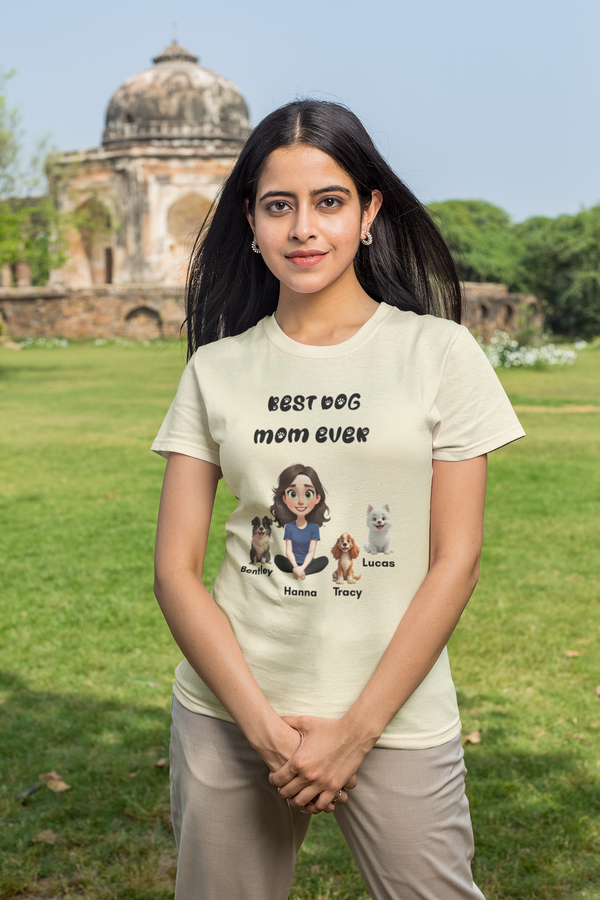 Custom Best Mom Ever Shirt, Personalized Dog Mom T-shirt