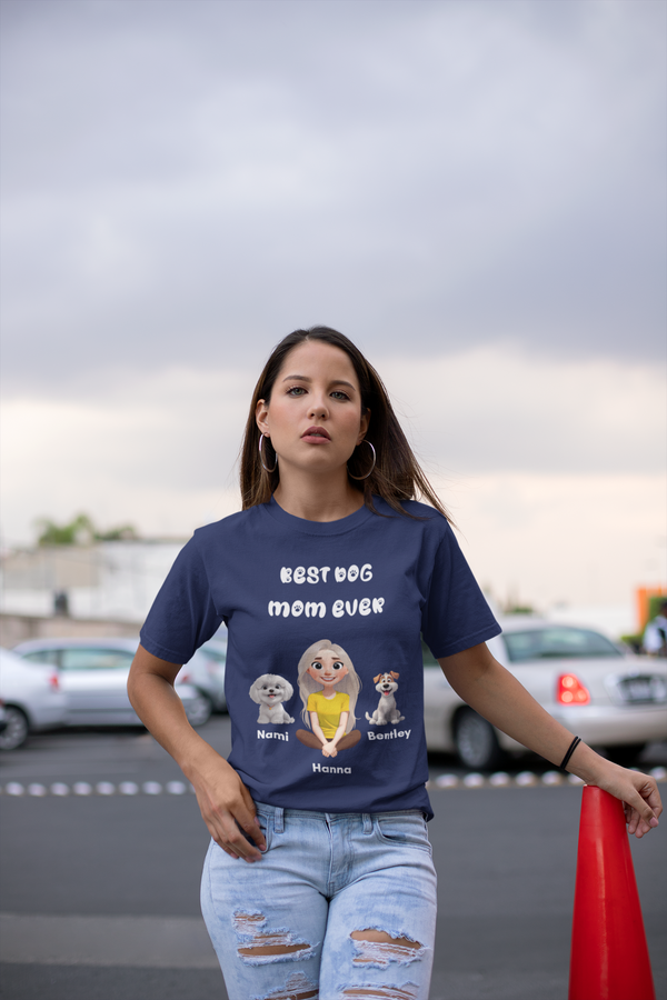 Custom Best Mom Ever Eco-Friendly Unisex T-Shirt, Personalized Dog Mom T-shirt